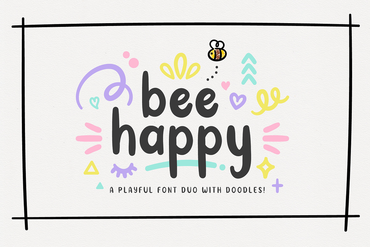 BeeHappy Font Duo with Doodles