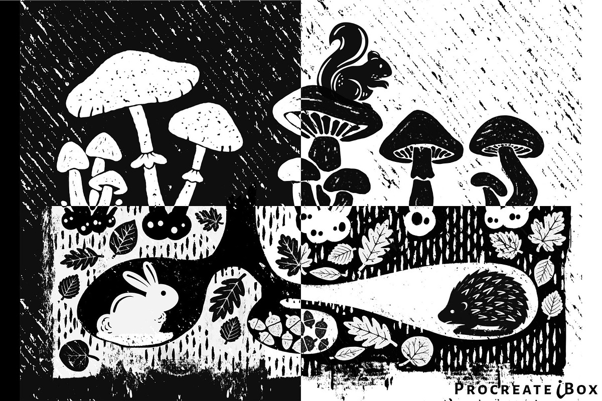 Procreate linocut brushes, a Brush Add-On by ProcreateiBox (Photo 2 of 11)