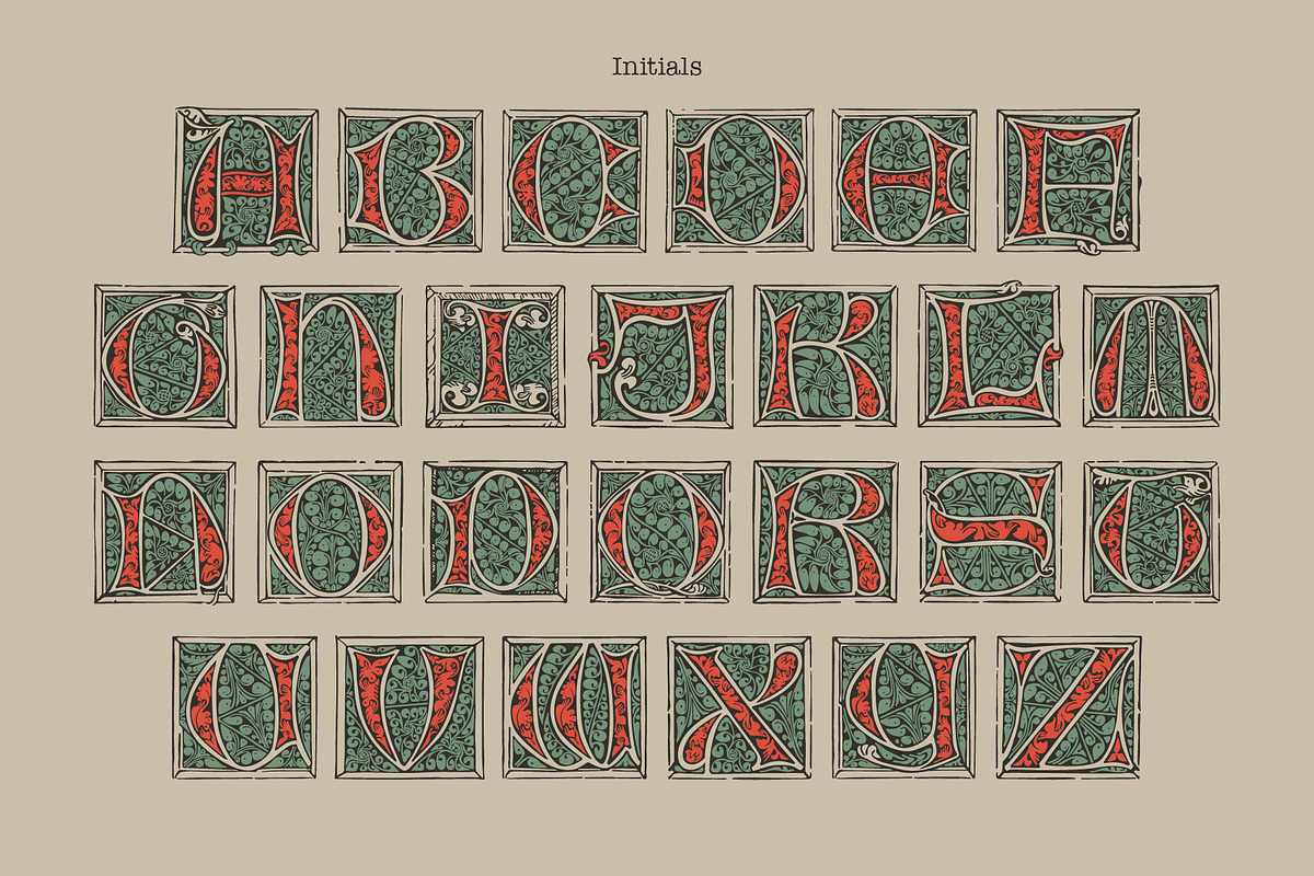 Medieval Initials. Gothic Drop caps, a Blackletter Font by kaer_shop (Photo 2 of 12)