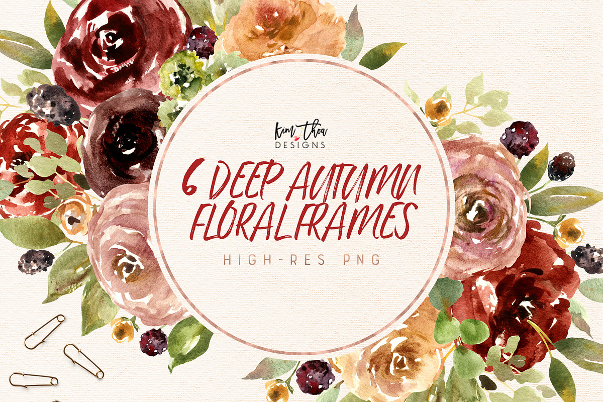 Deep Autumn Watercolor Flowers, an Illustration by Kim Thoa Designs (Photo 4 of 10)