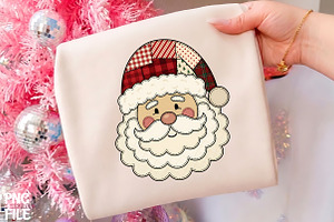 Patchwork Santa Claus Face PNG Art