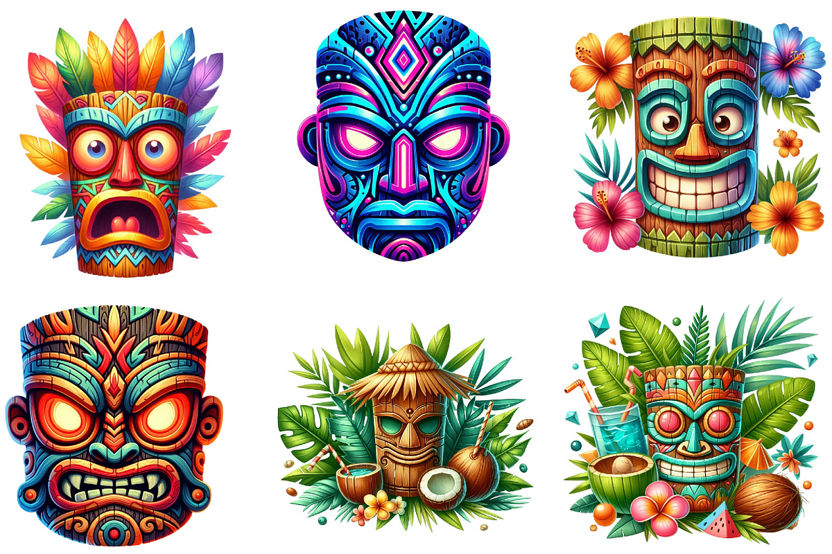 Festival Tiki Mask Clipart, an Illustration by DreamArtGraphic (Photo 4 of 4)