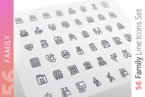 Family Line Icons Set