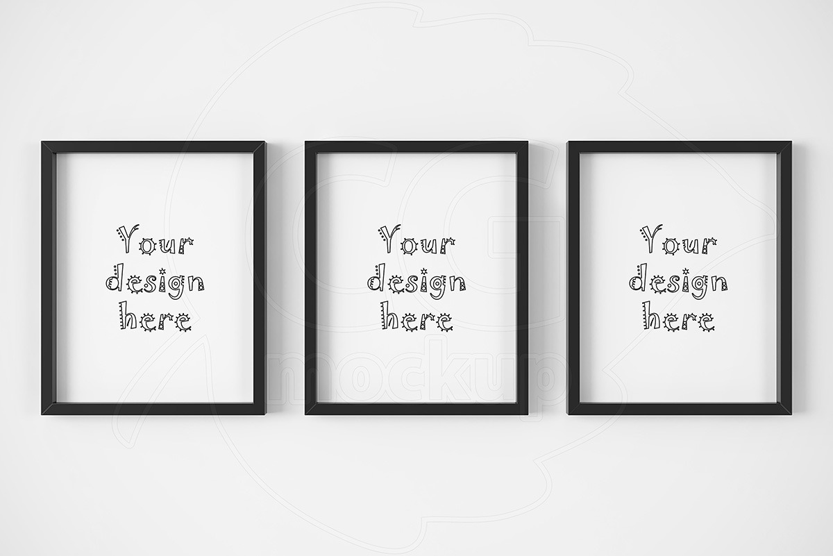 Set x3 minimalist frame 8x10 mockup, a Print Template by CGmockup