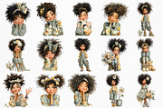 Whimsical Black Afro Girl Clipart, an Illustration by Craft Nest (Thumbnail 6 of 11)