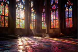 sunlight streaming through colorful, an Arts & Entertainment Photo by Sergey Kotenev