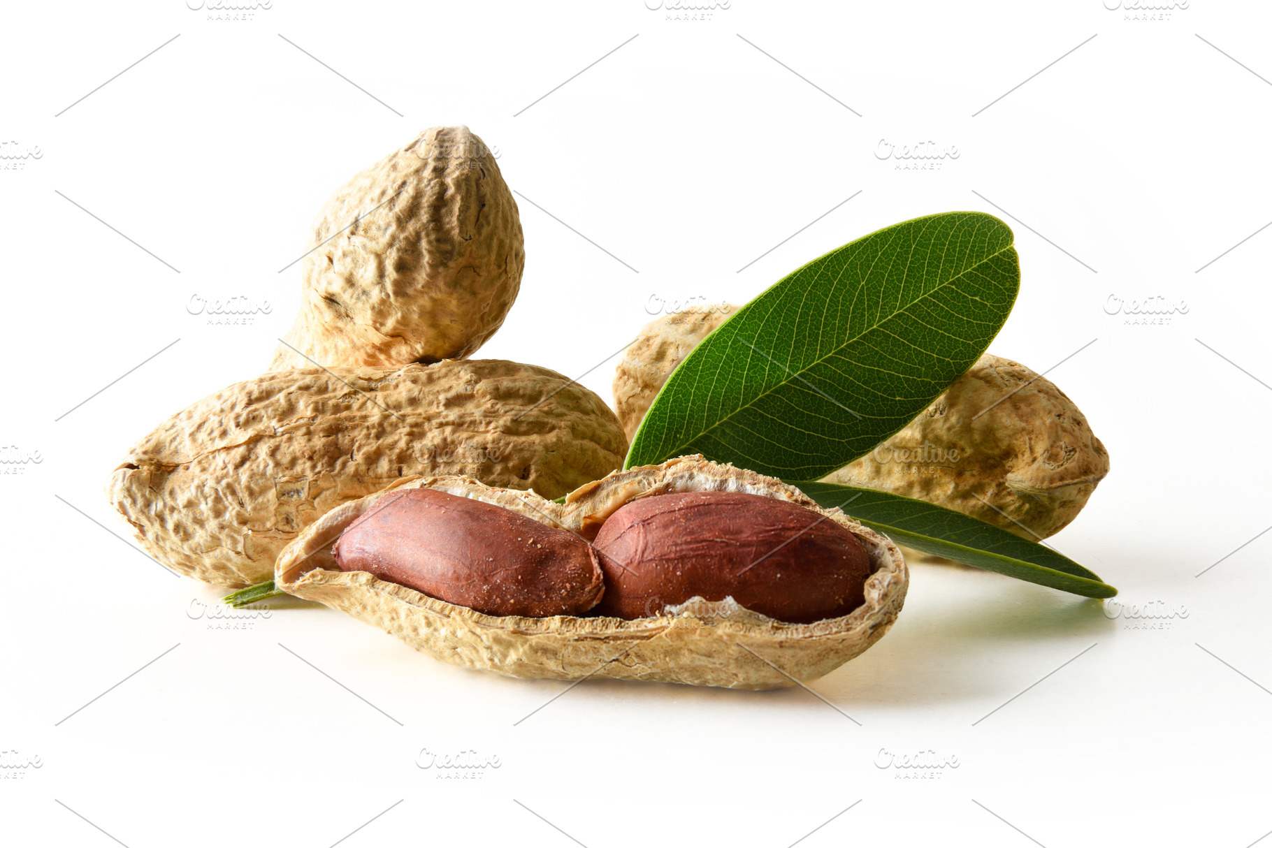 Macro detail of peanuts with open peanut showing grains isolated, a Food & Drink Photo by Davizro's Market