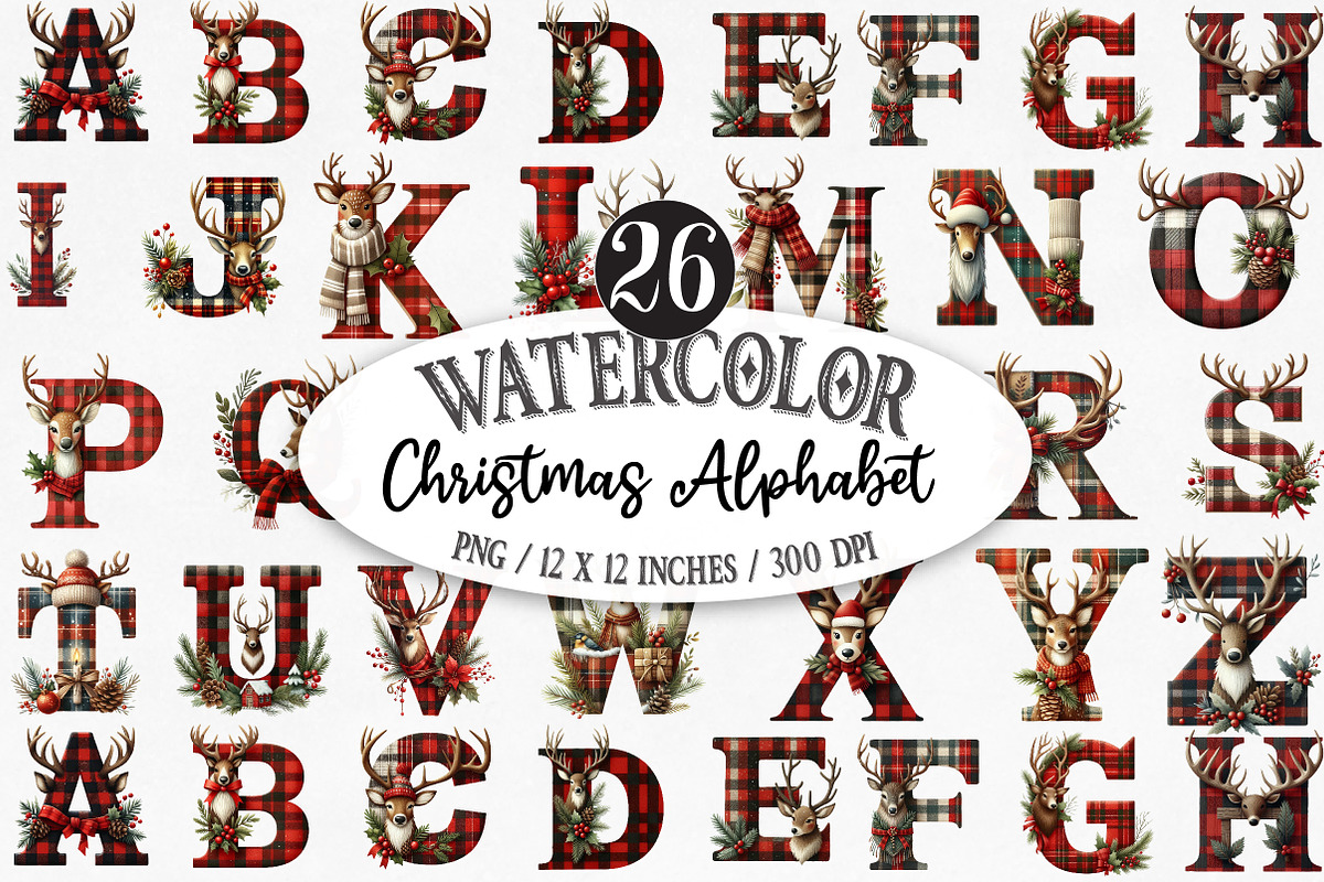 Christmas Alphabet Monogram, an Illustration by Designking (Photo 1 of 5)