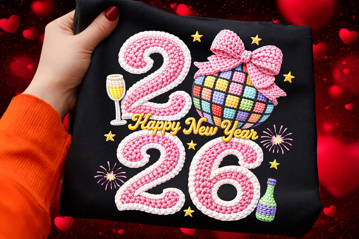 Faux Yarn Happy New Year 2026 PNG, an Illustration by Craft Nest (Photo 1 of 8)