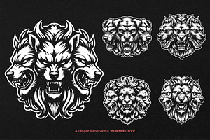 10 Bundle Dark Art Cerberus Dog Head