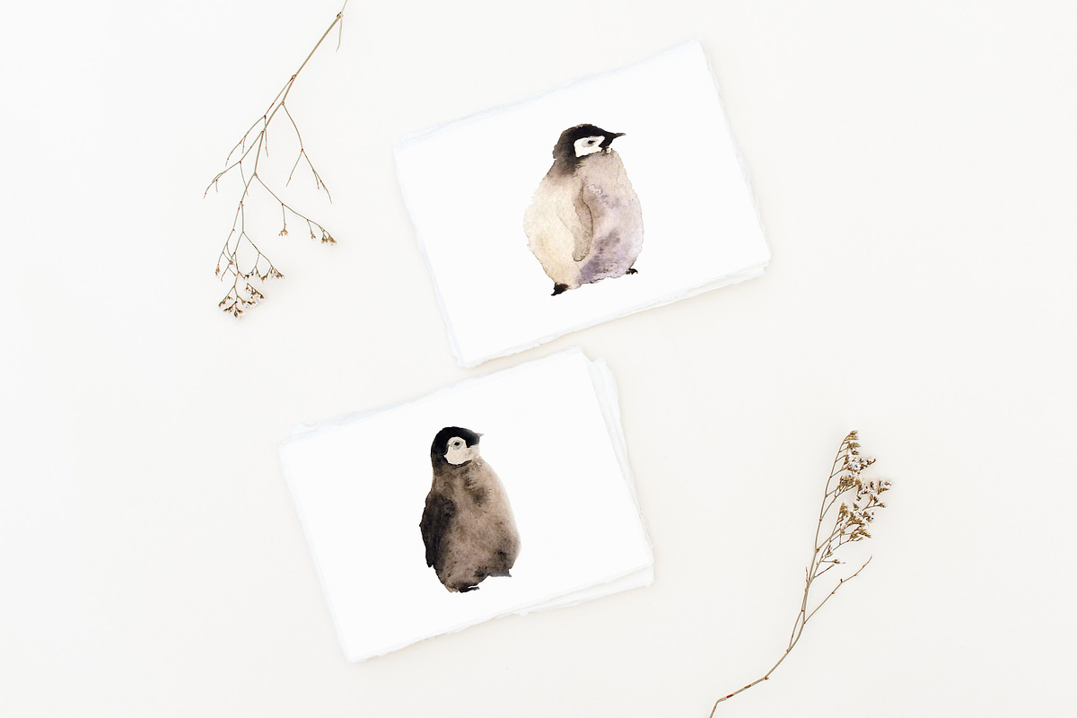 Cute penguins chicks watercolor set., an Animal Illustration by Bychovsky design (Photo 5 of 9)