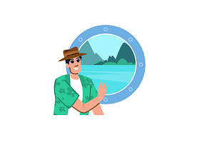 Tourist enjoying the view from a, an Object Illustration by pikepicture