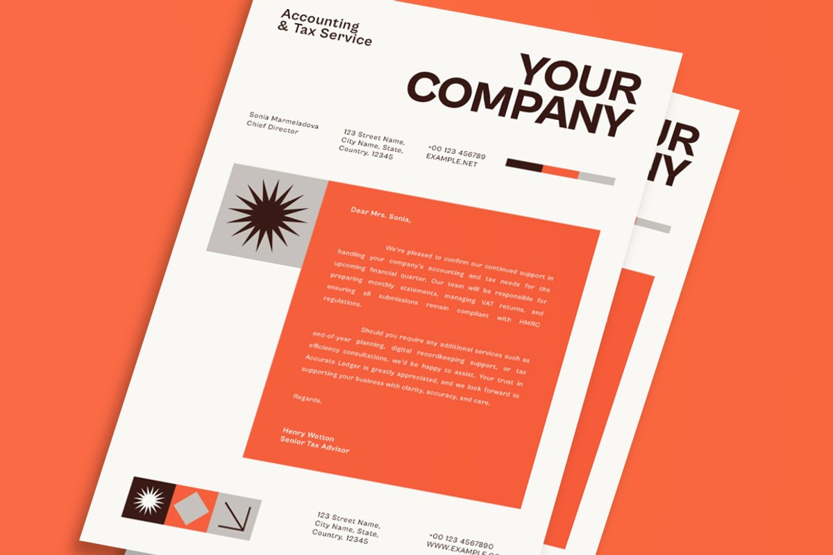 Orange Accounting Letterhead, a Print Template by graphicook (Photo 3 of 3)