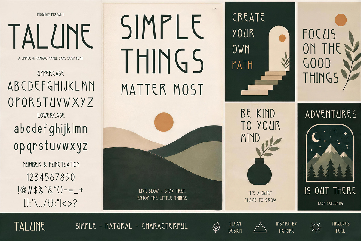 Talune - Monoline Sans Serif Font, a Sans Serif Font by Pitchlook.Studio (Photo 1 of 4)