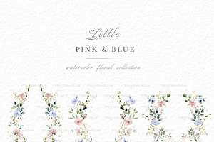 Pink And Blue Floral Clipart