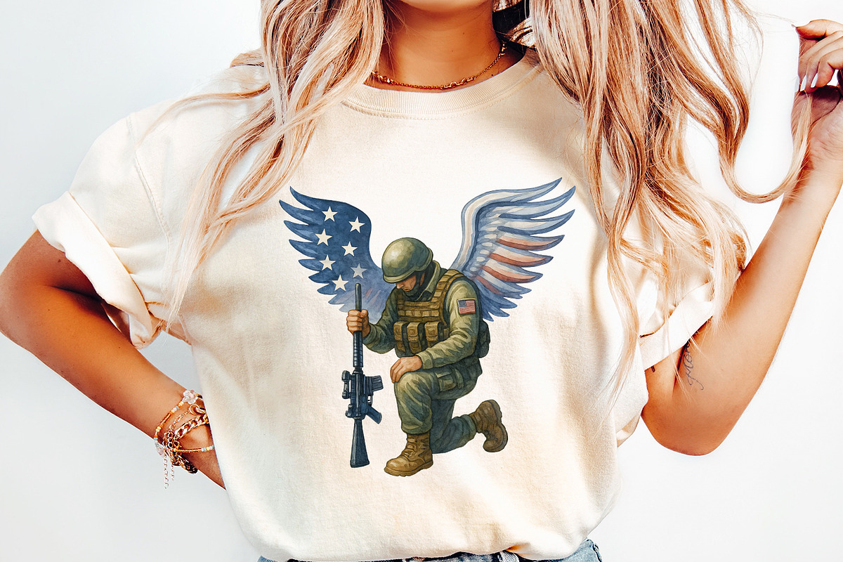 American Soldier Angel Man Praying, an Illustration by SharpMarketplace (Photo 2 of 9)