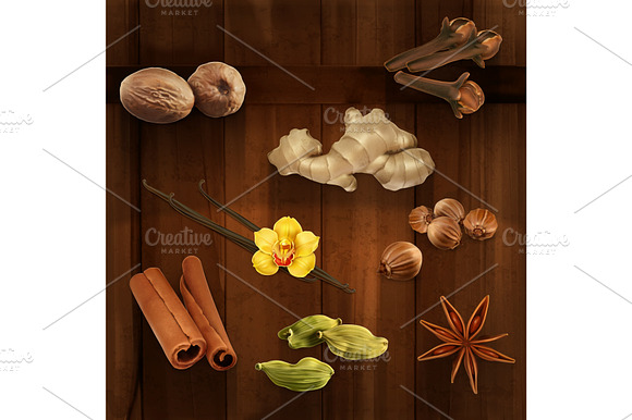 Spices Flavoring Ginger Icons