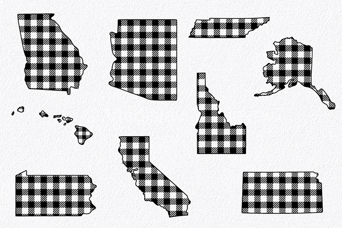 50 States SVG Bundle - Buffalo Plaid, an Illustration by OldMarket Designs (Photo 3 of 12)