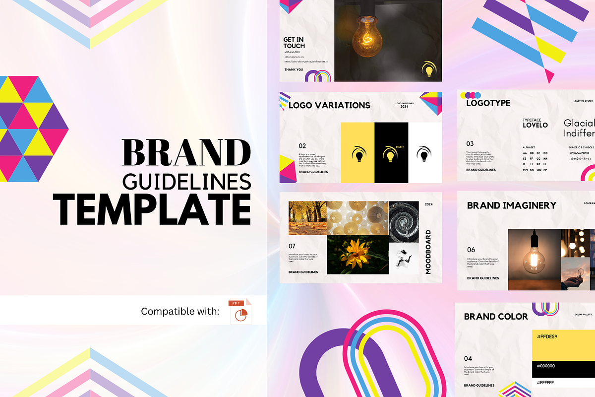 Brand Guidelines Template| Geometric, a Presentation Template by Bulbly Graphics (Photo 1 of 5)