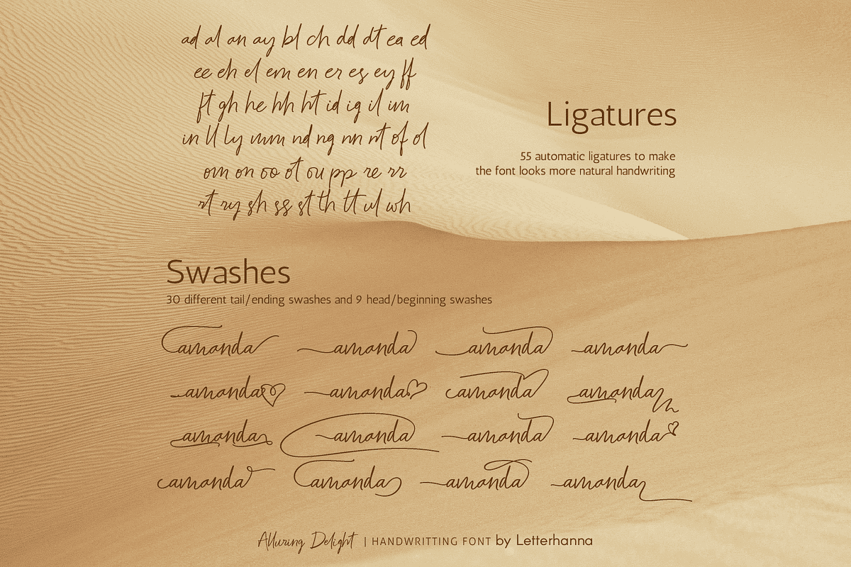 Alluring Delight Font, a Handwritten Font by Letterhanna Studio (Photo 5 of 13)
