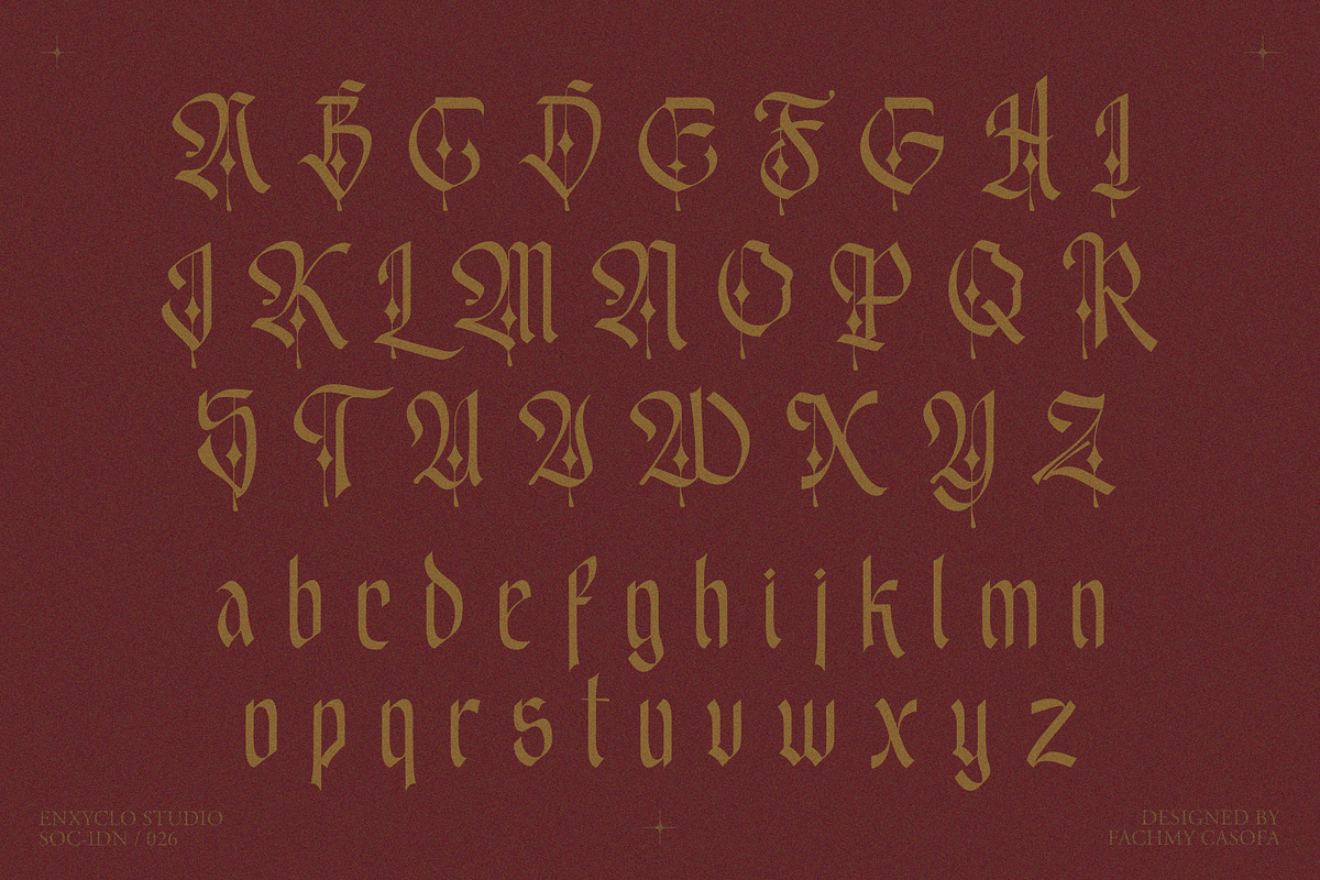 Emxage Aldsyb — Blackletter Font, a Blackletter Font by Enxyclo Studio (Photo 13 of 18)