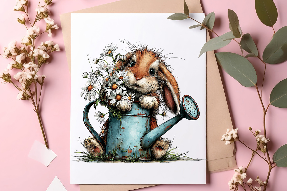 Whimsical Spring bunny clipart, an Illustration by SinaCreation (Photo 10 of 11)