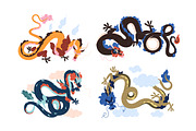 Asian, Chinese dragons set, cards, an Animal Illustration by PaperTrident (Thumbnail 1 of 13)