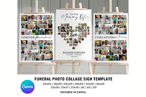 Funeral Heart Collage Templates