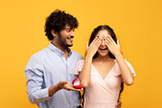 Amazing surprise on St Valentine's Day. Loving indian man making proposal with, a Photo by Prostock-Studio (Thumbnail 1 of 2)