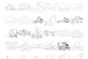 Construction Vehicle Outlines Set 1