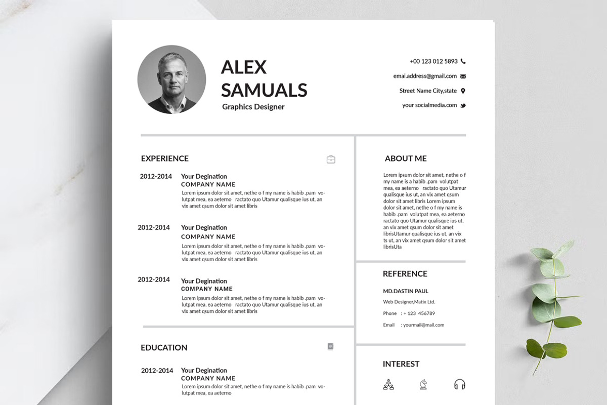 Clean and creative minimal resume, a Resume Template by Blackcloud_Creations (Photo 2 of 7)