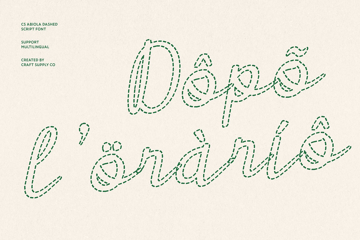 CS Abiola Dashed, a Script Font by Craft Supply Co. (Photo 7 of 8)