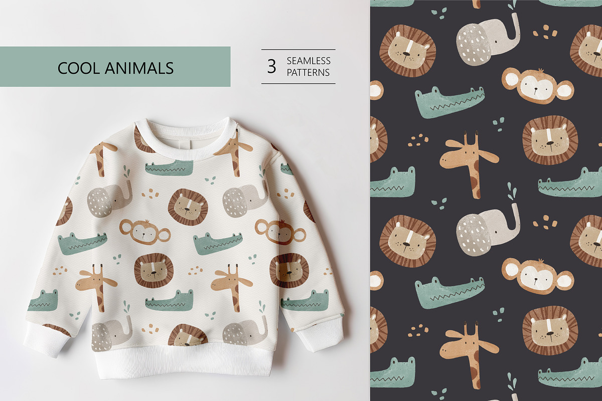 Cool animals, a Pattern Graphic by Olena Kuznietsova (Photo 1 of 9)