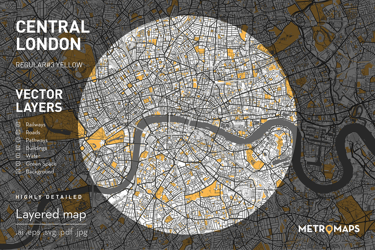 London Map – Regular Yellow, an Illustration by MetroMaps (Photo 1 of 3)