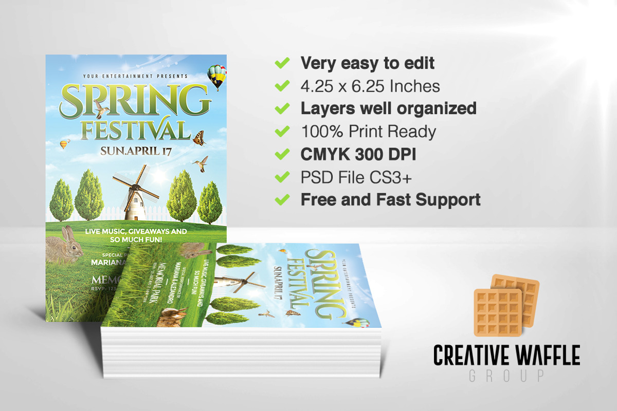 Spring Festival Flyer Template, a Flyer Template by Creative Waffle (Photo 4 of 5)