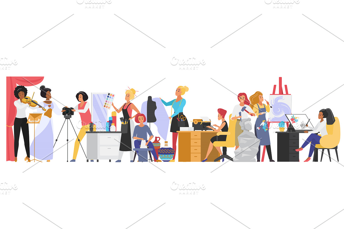 Creative women group art craft, a Person Illustration by Lemberg Vector