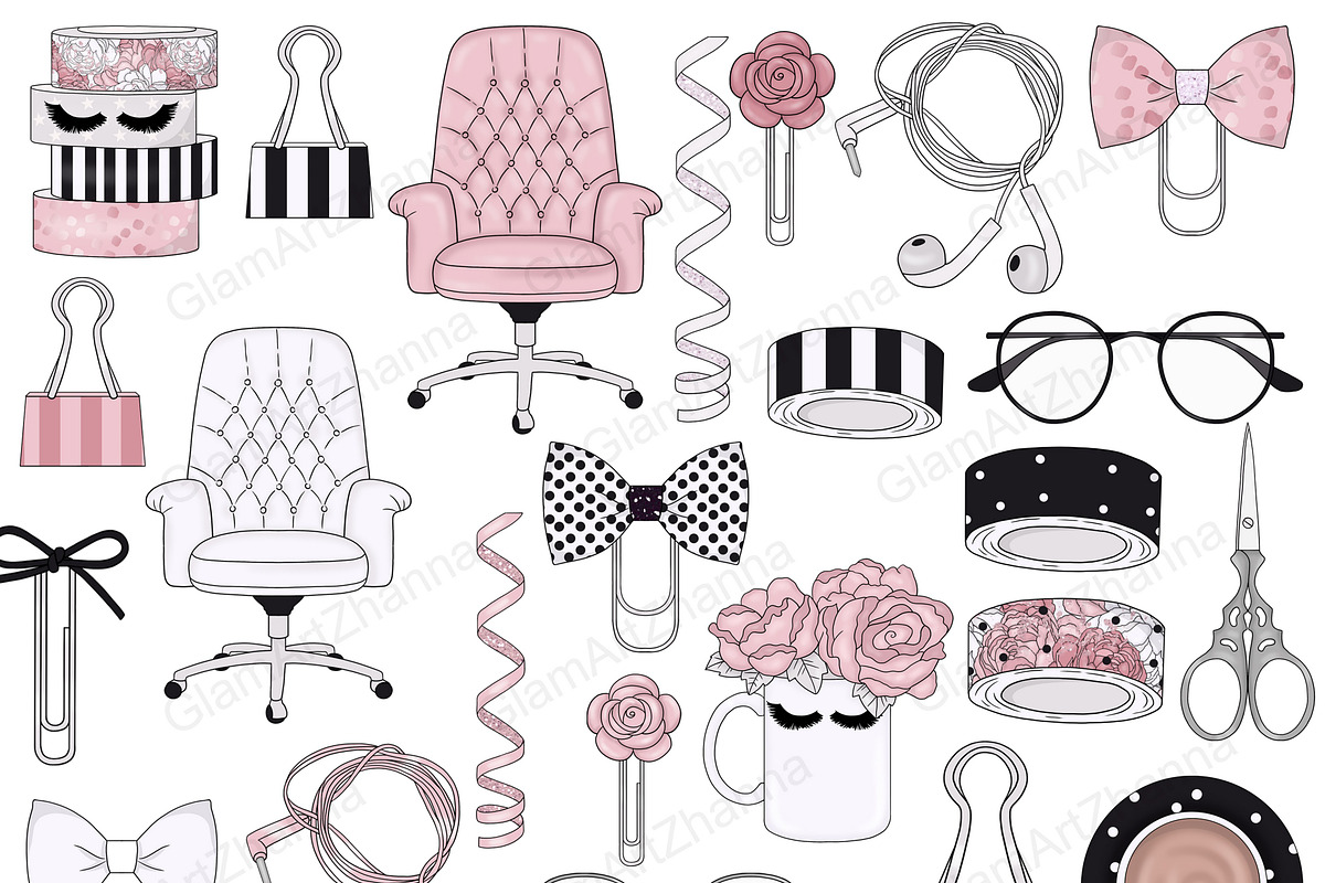 Planner Girl Clipart, a Work Illustration by GlamArtZhanna (Photo 2 of 4)