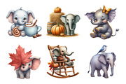 Watercolor Autumn Elephant Clipart, an Illustration by Daily.Designs (Thumbnail 3 of 5)