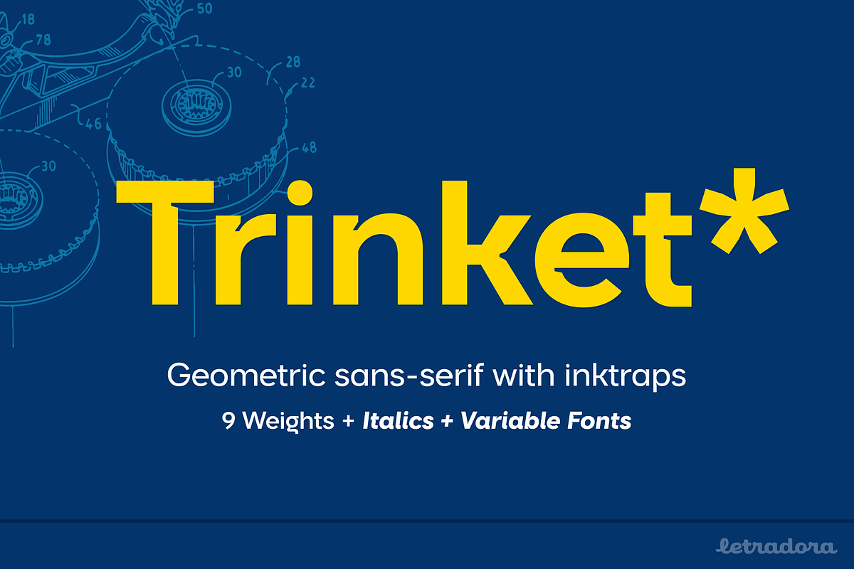 Trinket inktrap font, a Sans Serif Font by Letradora (Photo 1 of 10)