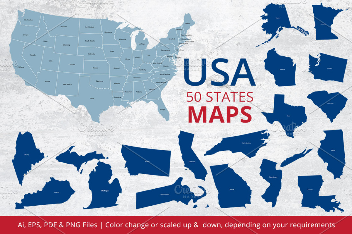 States Maps of USA, an Illustration by ArtFusion (Photo 1 of 3)