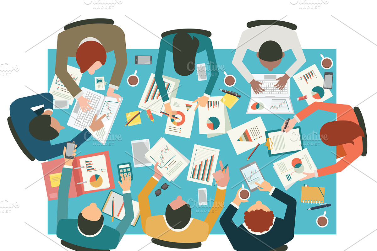 Busy working businesspeople, a Person Illustration by Smiley Creative