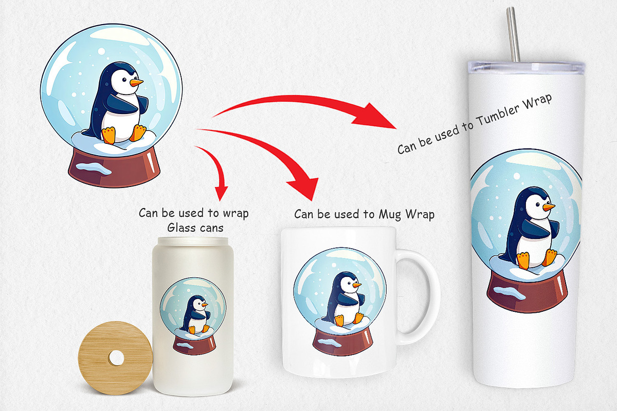 Penguin Snow Globe Clipart, a Graphic by Artnoy (Photo 4 of 5)
