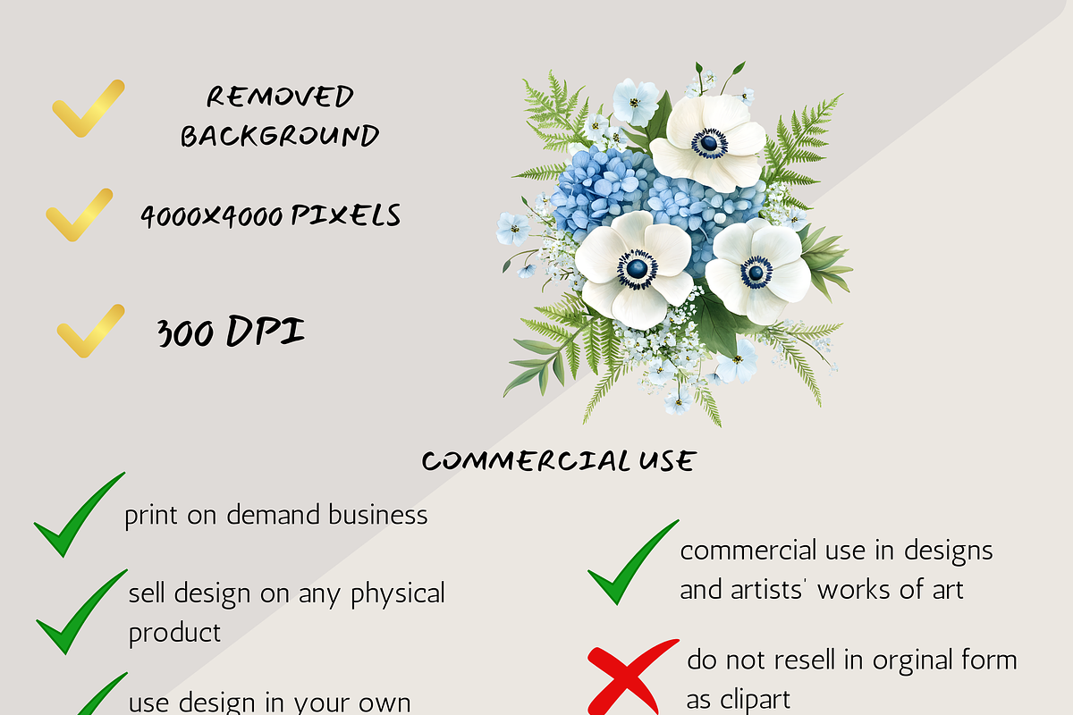 BLUE WHITE HYDRANGEA WEDDING PNG, a Decorative Illustration by Daring Digies (Photo 8 of 10)