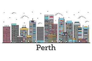 Outline Perth Australia City Skyline