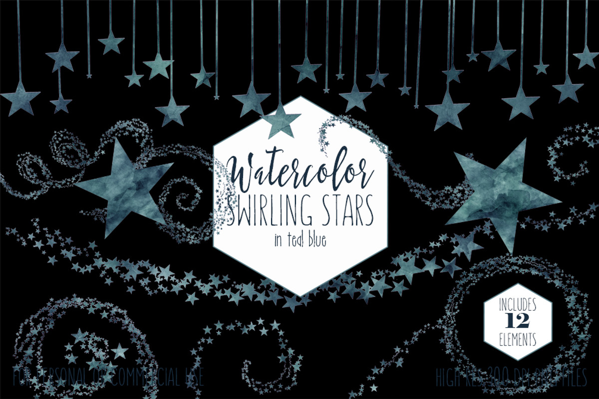 Dark Teal Blue Star Graphic Set, an Illustration by ClipartBrat Graphics (Photo 5 of 5)