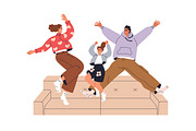 Happy families jumping with kids set, a Person Illustration by Good Studio (Thumbnail 6 of 13)