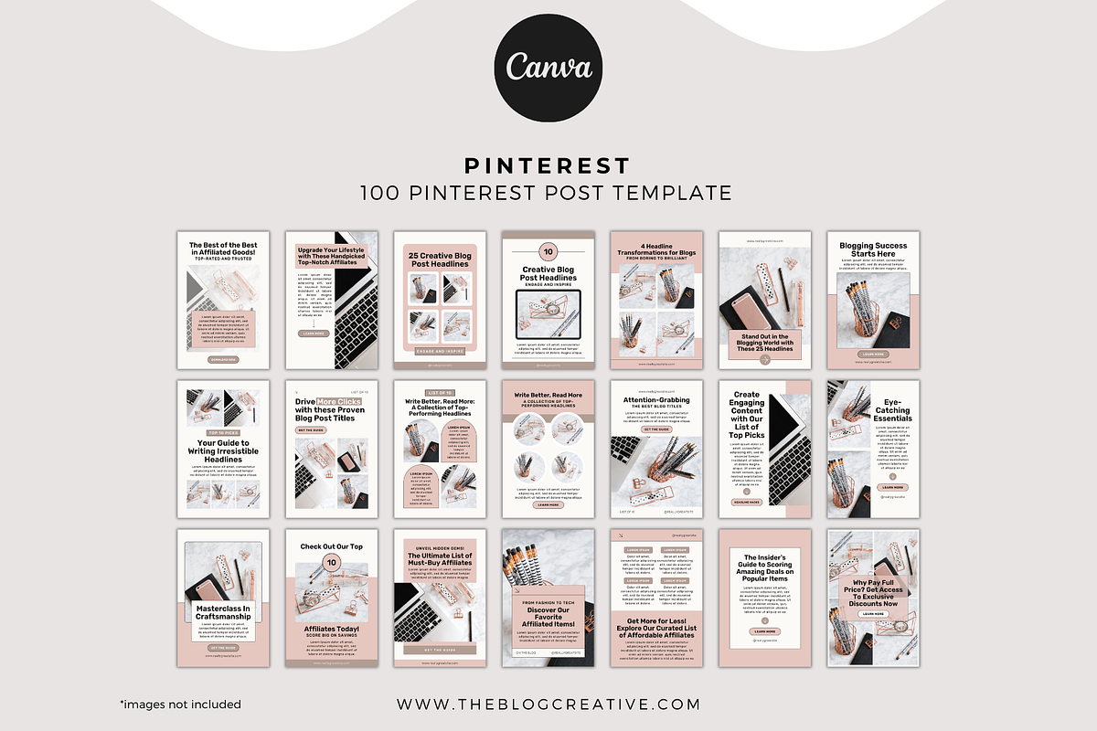 100 Promotional Pinterest Canva, a Social Media Template by The Blog Creative (Photo 6 of 9)