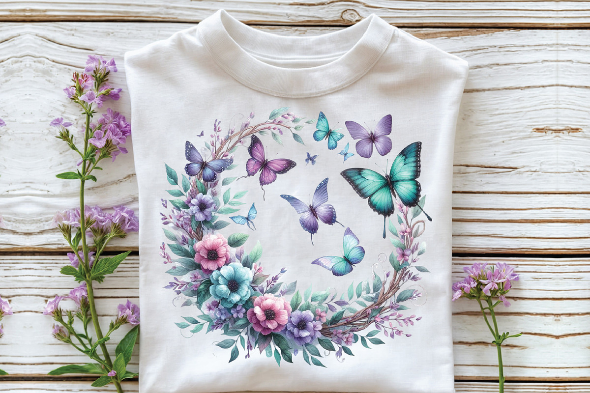 Watercolor Butterflies Flowers, an Illustration by CraftArtStudio (Photo 3 of 6)