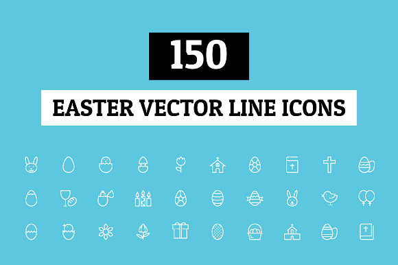 150 Easter Vector Line Icons preview 4