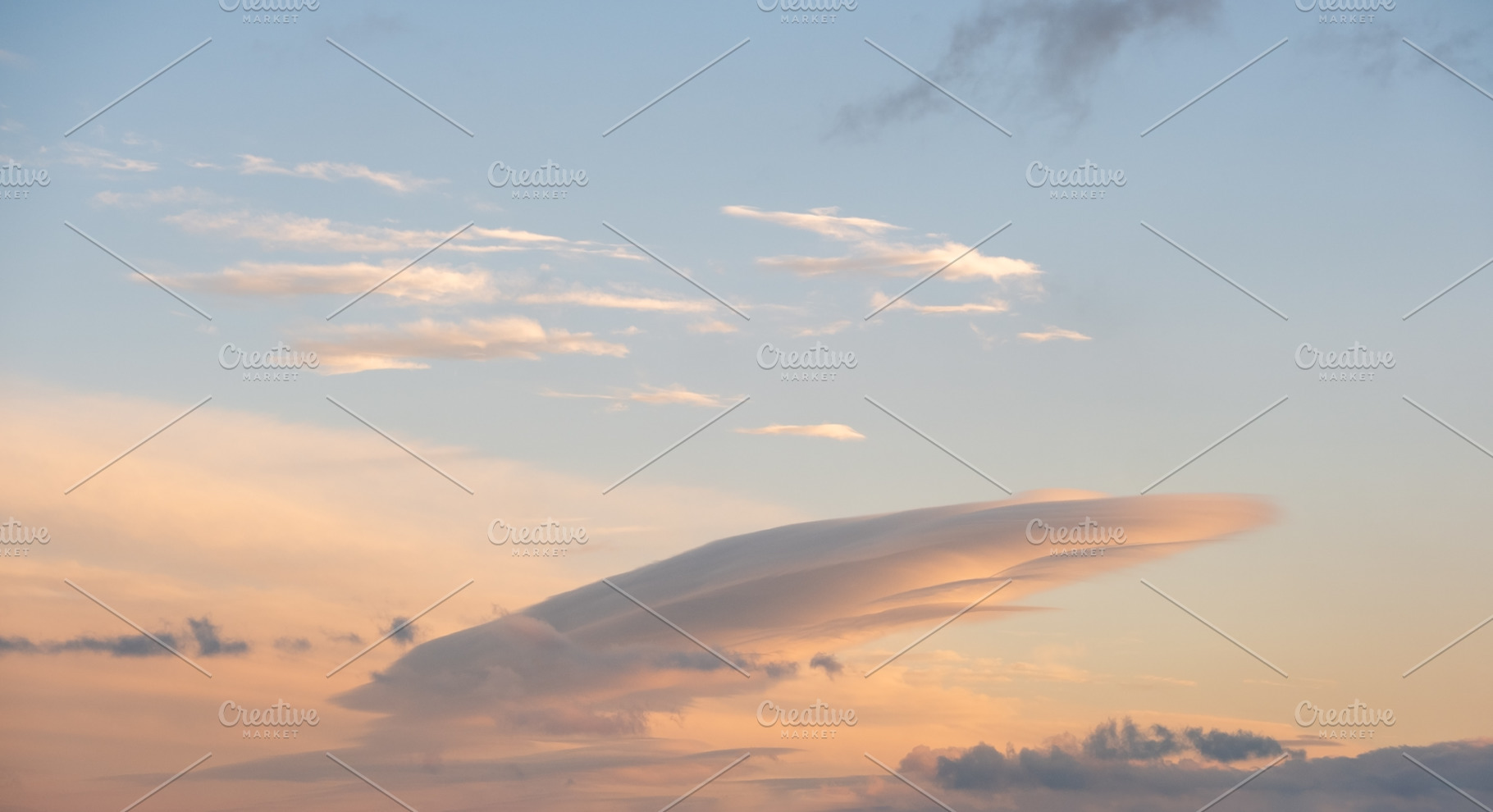 Colorful evening sky with clouds panorama background, a Nature Photo by YuriyB
